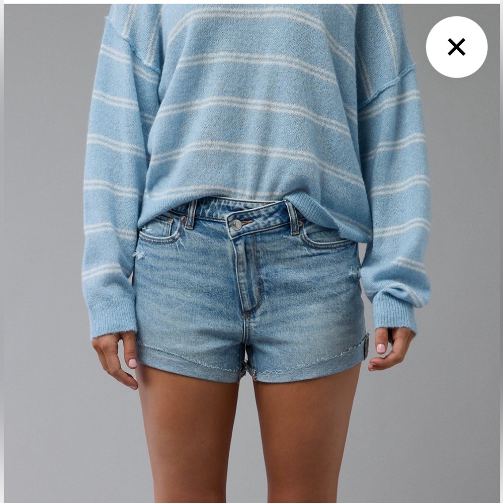 American eagle stretch ripped denim mom shorts